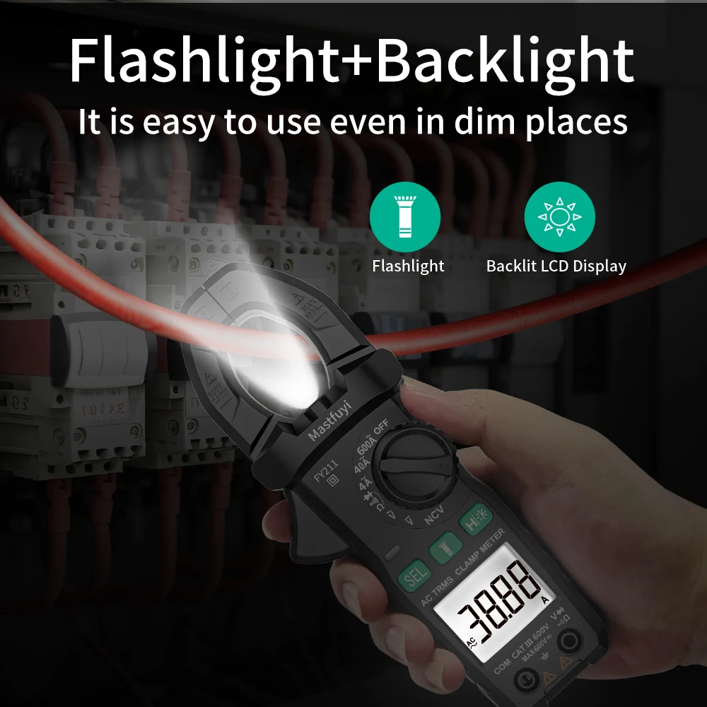 Imagem -02 - Mastfuyi-profissional Digital Clamp Meter True Rms dc ac Multímetro Tester Resistência Diodo Continuidade Ncv Test Tools