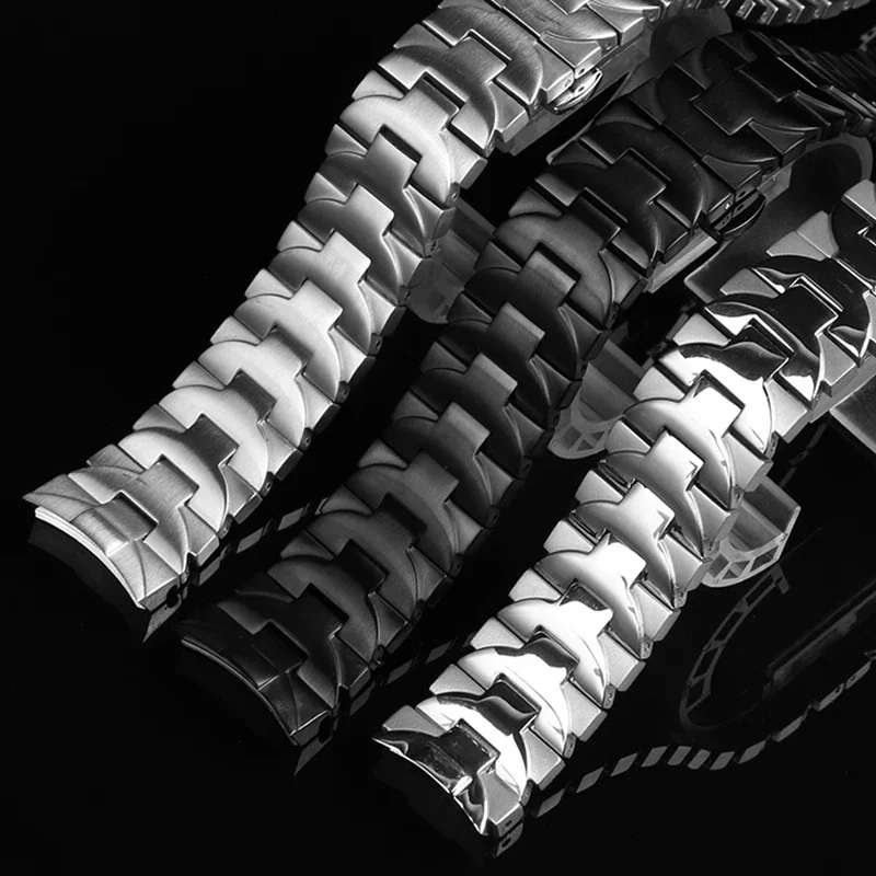 

22mm 24mm Stainless Steel Bracelet Solid Metal Watch band For Panerai PAM441 PAM111 Soild Curved luxury Men's Watch Strap Silver