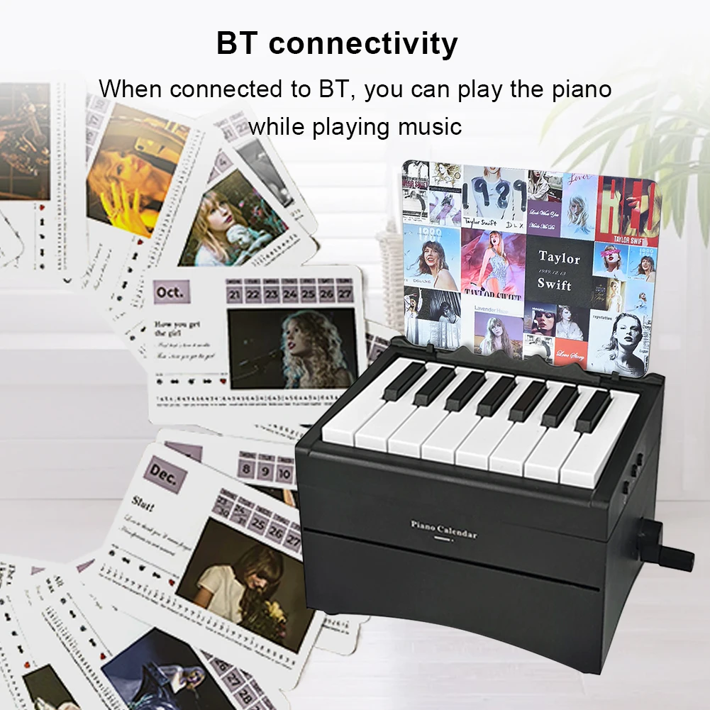 BT Taylor Piano Calendar 2025 أوراق الموسيقى لعبة البيانو القابلة للعب أجندة مكتبية /رزنامة مكتبية مع 27 بطاقة تقويم الموسيقى 52 أغنية هدايا لمحبي