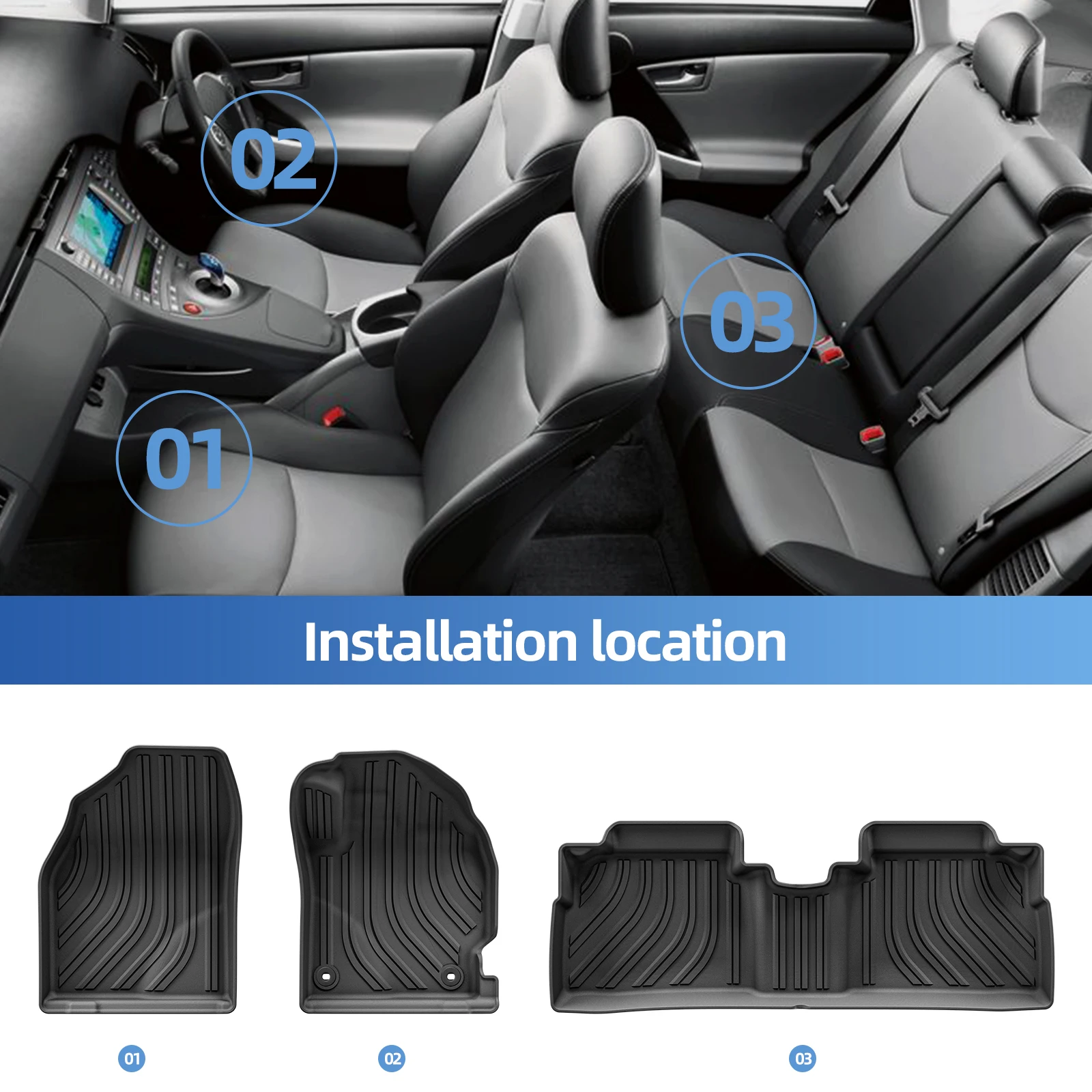 LUCKEASY for Toyota Prius 30Series 2009-2014(Fuel version)Car Floor Mats Protective Mat Accessories Cargo Liner Only Fit RHD - view 2