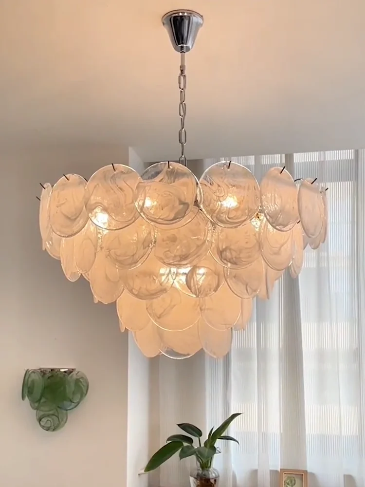 

French Medieval Luxury Blue Glass Led Pendant Lights Art Metal Round Lustre Living Room E14 Chandelier Lighting Bedroom Lamps