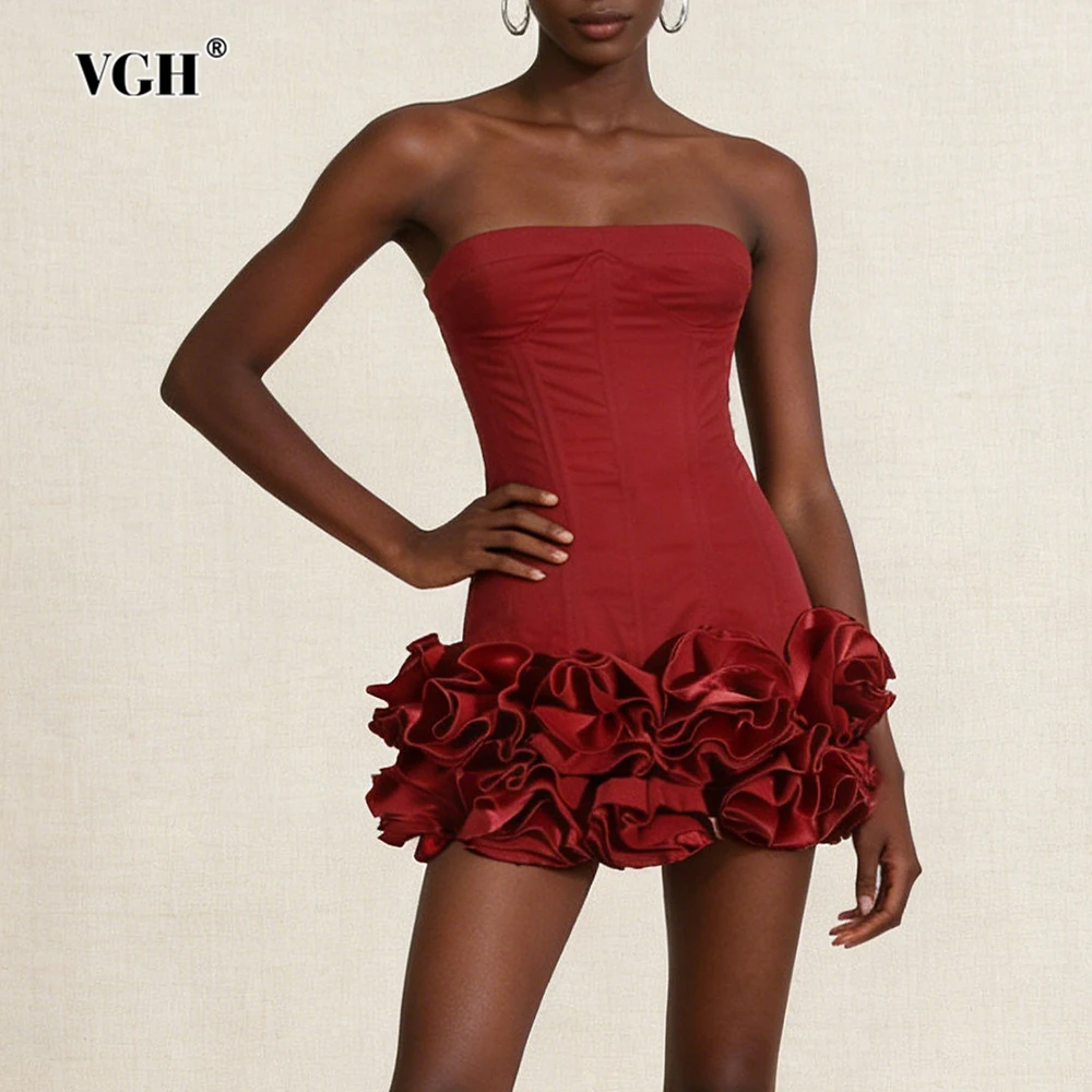 

Сексуальное облегающее винтажное мини-платье VGH с складками для женщин, без бретелек, без рукавов, с высокой талией, летнее, элегантное, женское, модное