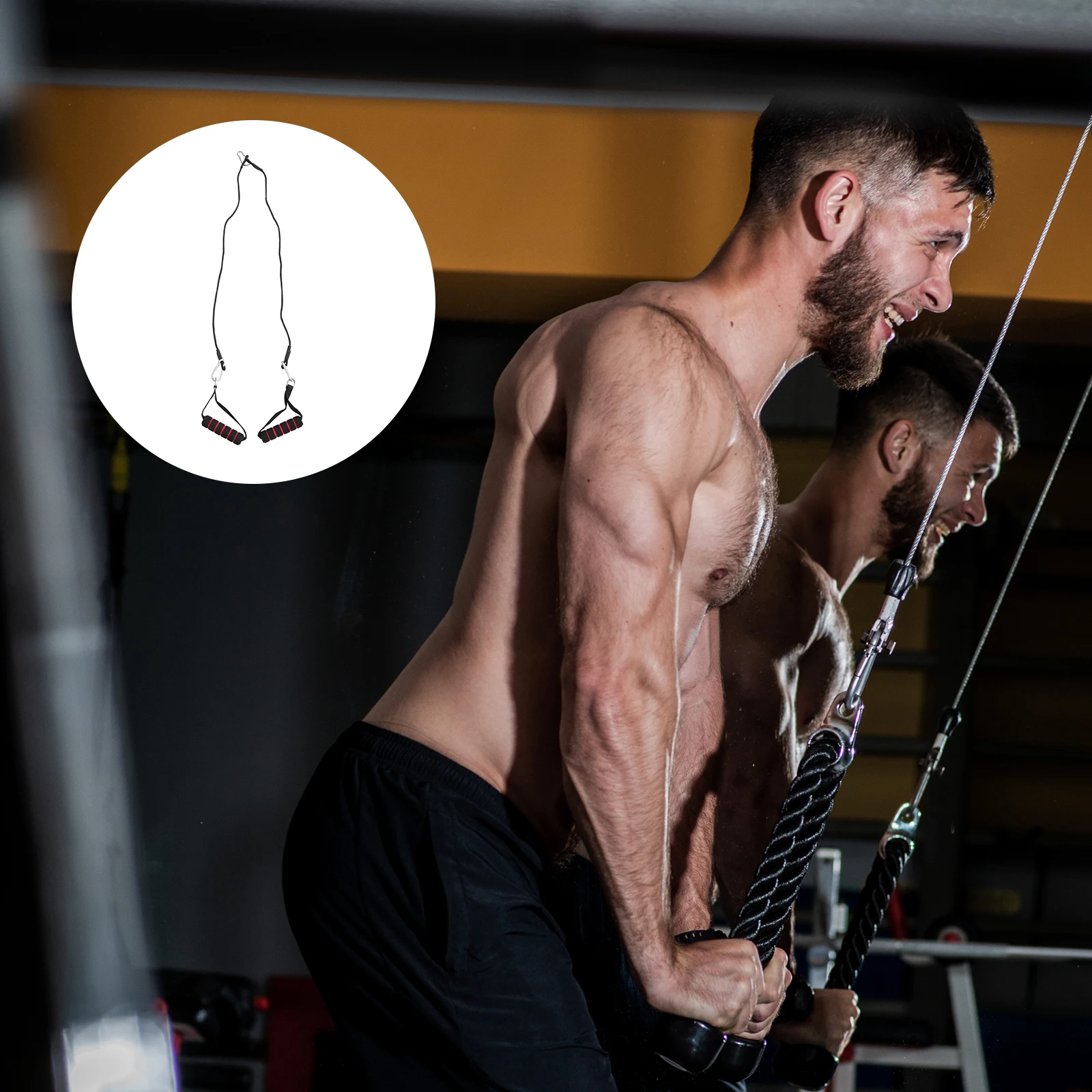 

Muscle Trainer Resistance Bands Home Gym Workout Pulley Cable System Ropes Biceps Tricep Attachment Lightweight Storage Fitness