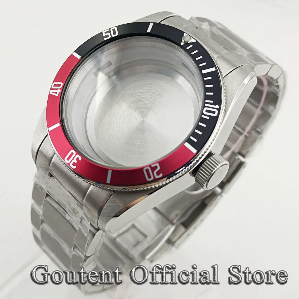 Goutent 41mm Stainless Steel Silver Sapphire Glass Watch Case Fit NH35 NH36 ETA 2824 2836 PT5000 Miyota 8215 821A 8205 Movement