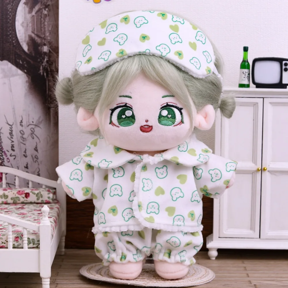 Doll Clothes for 20cm Idol Dolls Baby Doll Lovely Pajamas with Eye Mask Stuffed Cotton Toy for Korea Kpop Star Doll Accessories