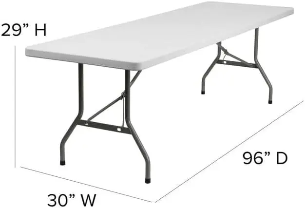 Amazing for less 8ft Folding Table White Plastic Folding Table Portable Long Foldable Tables Indoor Outdoor Picnic Camping