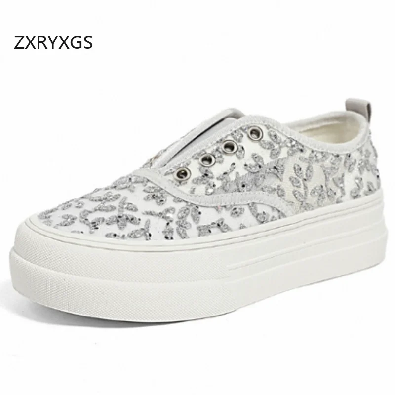 

ZXRYXGS сетчатые кроссовки премиум-класса, дышащая обувь, лето 2021, кроссовки с круглым носком и толстой подошвой, увеличивающие рост, обувь для отдыха