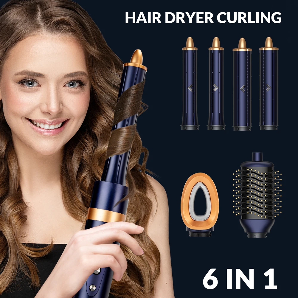 

Professional Hair Dryer 1300W Hair Curler Electric Comb Hair Straightener Brush Hot Hair Volume Curlers Hair Style 7 in 1 Set