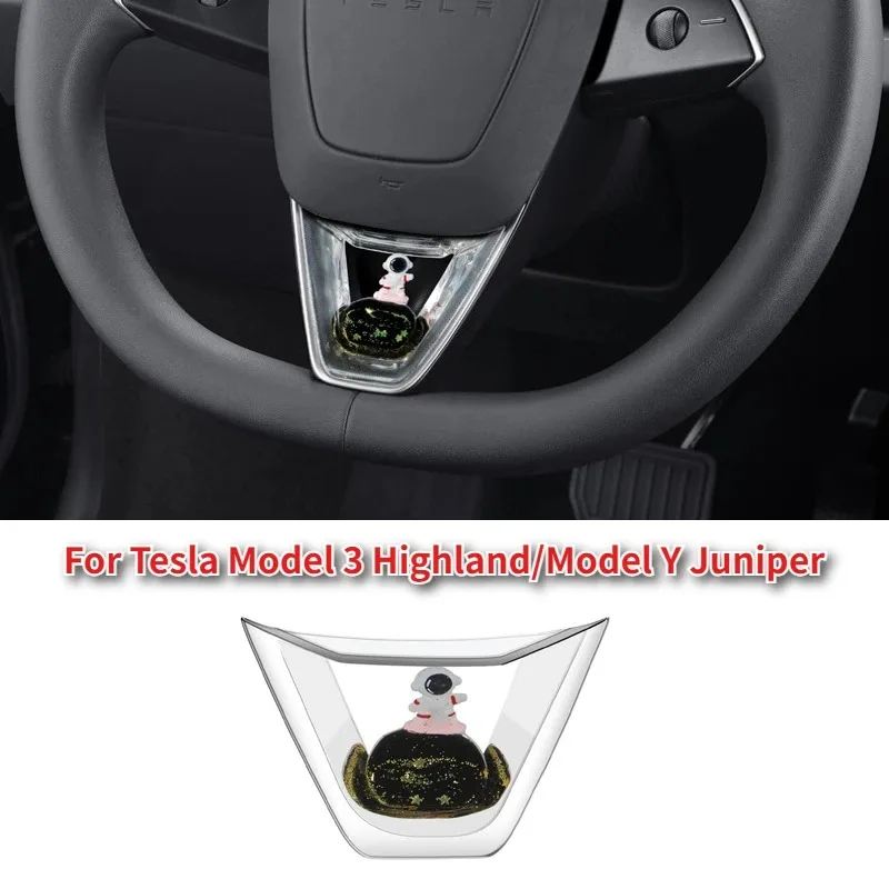 For Tesla Model 3 Y Highland Juniper 2024 2025 Steering Wheel Decorative Sticker Dynamic Fluid Sequin Car Interior Accessories