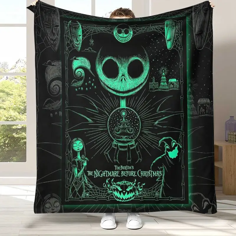 Cartoon N-Nightmare Before Christmas Jack Halloween Soft Flannel Throw Blanket,Cozy Blanket for Bed,Sofa,Living Room,Home Decor
