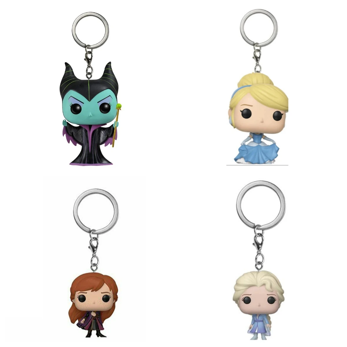 Taschen-Schlüsselanhänger Disney Prinzessin Bella Ariel Alice Anna Elsa Bell Maleficent Figur Modell Spielzeug