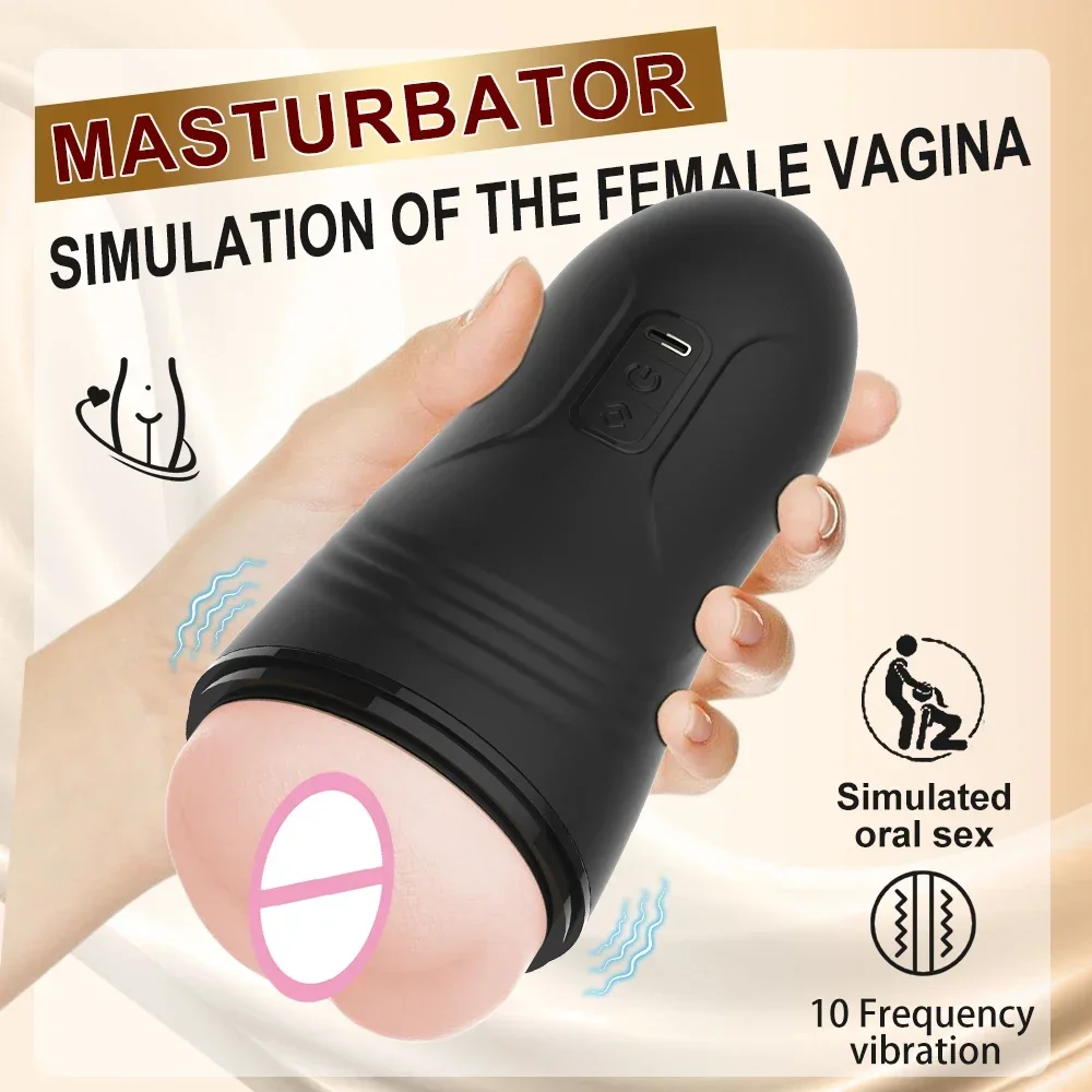 Male Masturbator Automatic Penis Vibration Blowjob Equipment Machine Vagina Masturbation Cup Pussy Sex Toys Adult Goods for Men