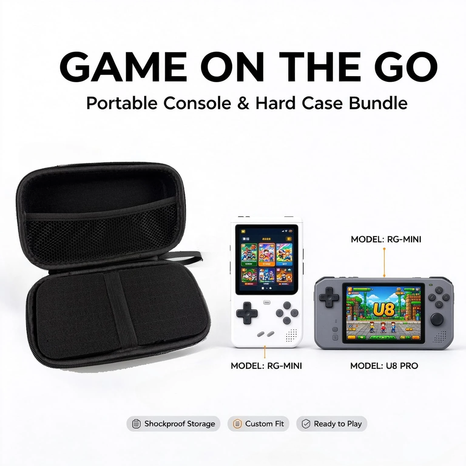 Portable EVA Protective Storage Case for Anbernic Rg35xx Plus U8 R35s Pro Handheld Game Console,DIY Custom Sponge Carry Bag