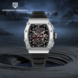 Pagani Design Top luxury men's Quartz Watches Skeleton Dial Waterproof Sport Rectangle Sapphire Glass Chronograph Watch For Men