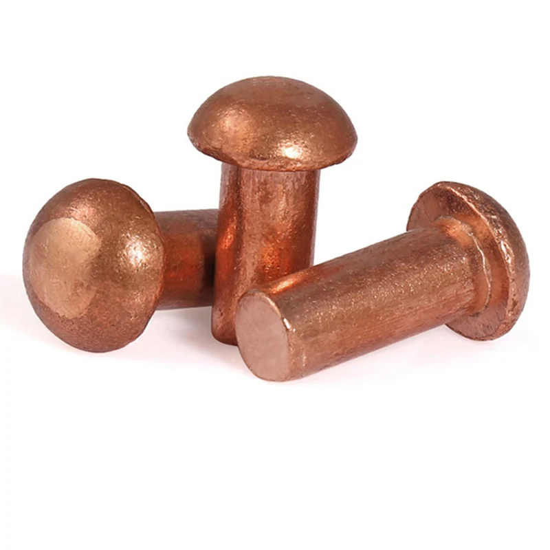 2-200pcs M1.5 M2 M2.5 M3 M4 M5 M6 M8 Button Head Cap Purple Copper Rivets Solid Semi-Round Rivet Length=2/3/4/5/6/8/10/12-50mm