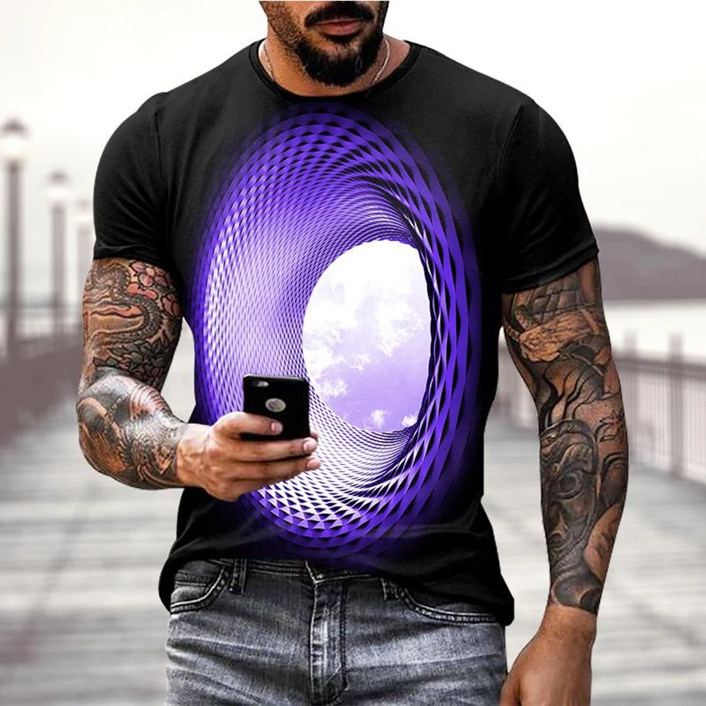 New Men's Personalized Funny T-shirt Fashion 3D Sky Print Casual Loose Cool T-shirt Tops