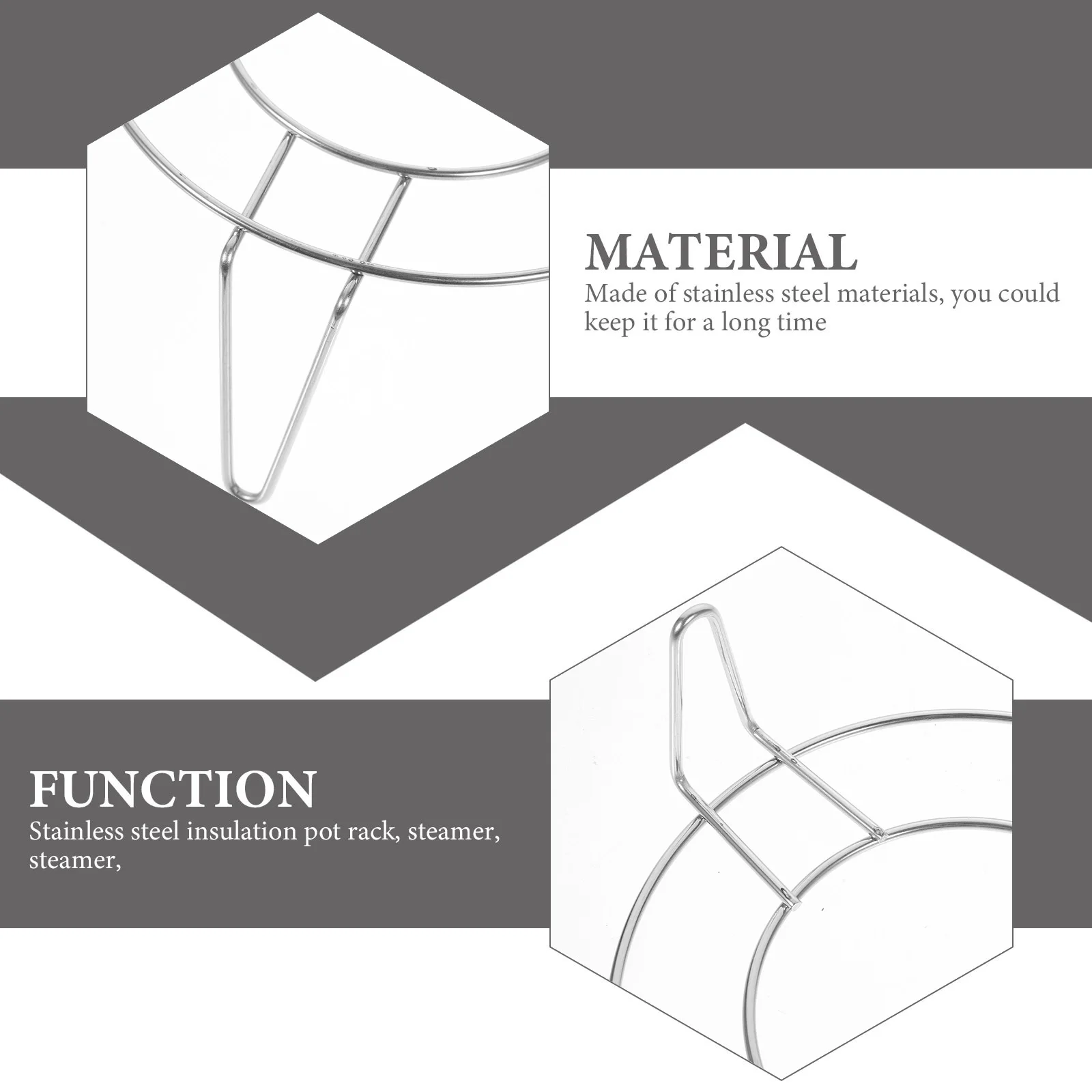 

3 Pcs Steaming Rack Stainless Steel Cookware Grid 3cm 5cm 7cm Pot Insert Kitchen Basket Wok Steamer Countertop