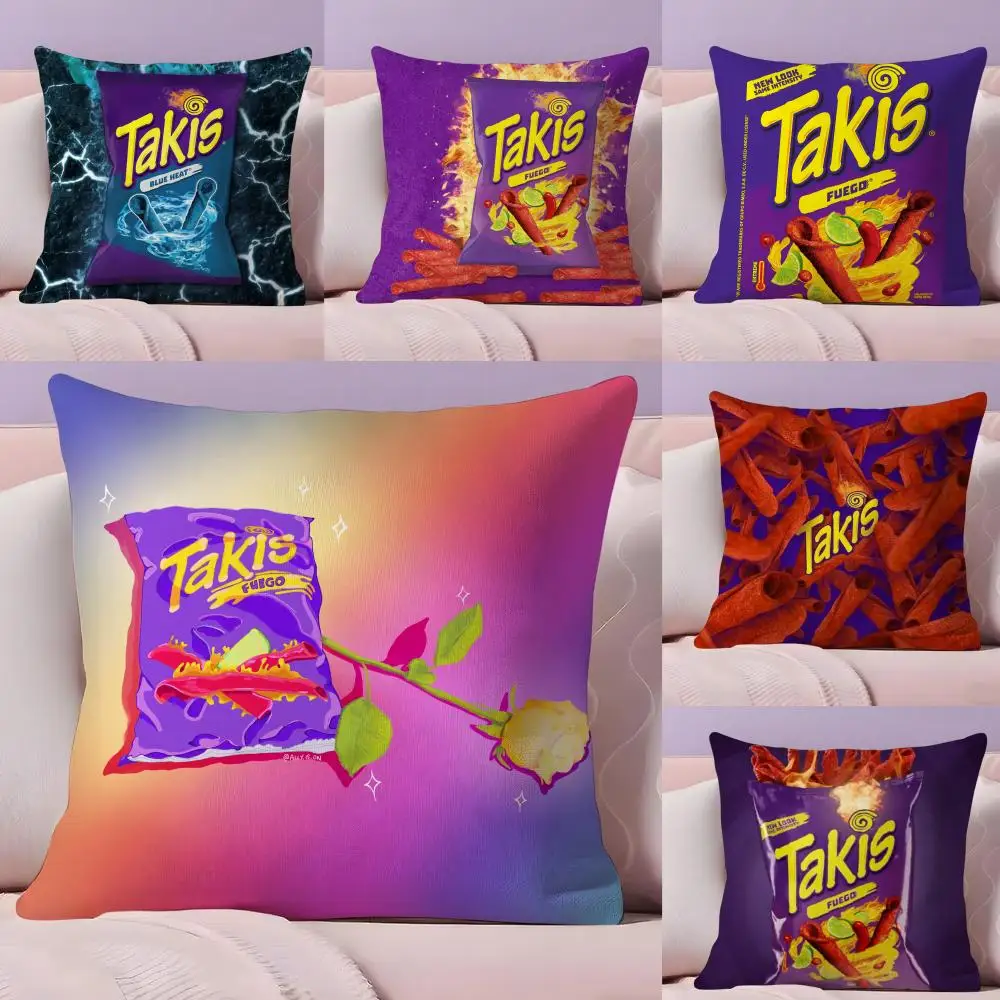 PIKPAKA Funny Food C-Chips Takis Cushion Cover Plush Fabric Soft Double-Sided Printed Sofa Warm Winter Home Gift Pillow Cover