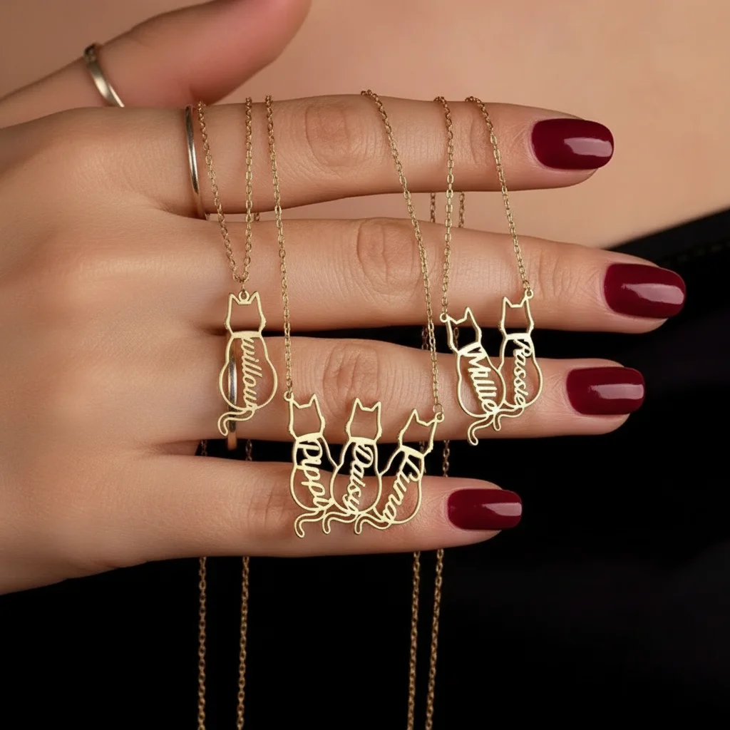 

Custom Name Necklace for Women Personalized Stainless Steel Men Pet Cat Pendant 18K Gold Plated Family Jewelry Party Gift