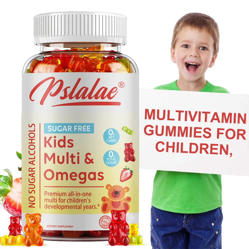 Kids\' Multivitamin Gummies with Vitamins C, D, B6 & Zinc, Flaxseed Oil Omega 3 ALA, Erythritol Free, Sugar Free Gummies