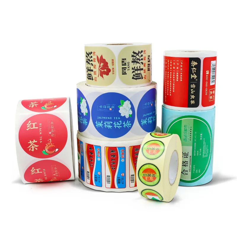 Custom Adhesive Labels Stickers Customization Small Batch Roll Trademark Printing Transparent Bottle Stickers QR Code Print