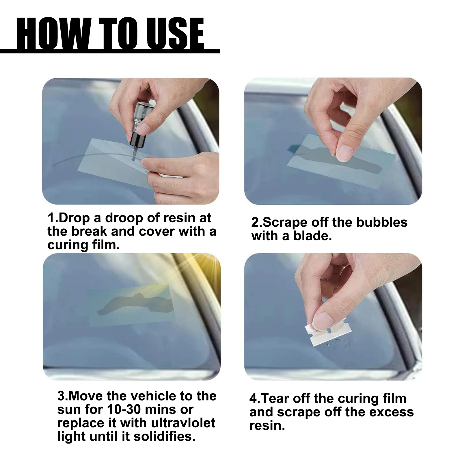 Líquido para reparación de grietas de parabrisas de coche, reparación de ventanas, resina, reparación de arañazos y grietas, restauración de líquido, pegamento de curado de vidrio, accesorios para coche