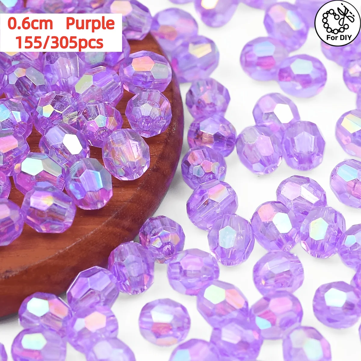 6mm 155/305 light purple AB corner beads, jewelry making supplies, beads and bead combinations, used for necklaces