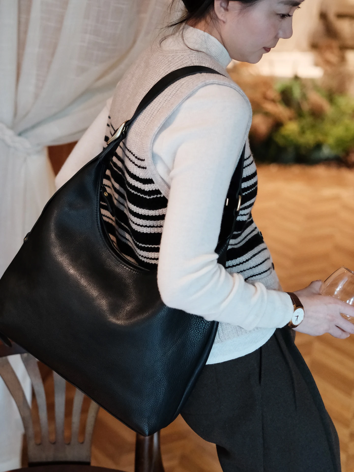 

PNDME simple vintage high quality genuine leather women's shoulder bag weekend shopping cow leather large-capacity underarm bag