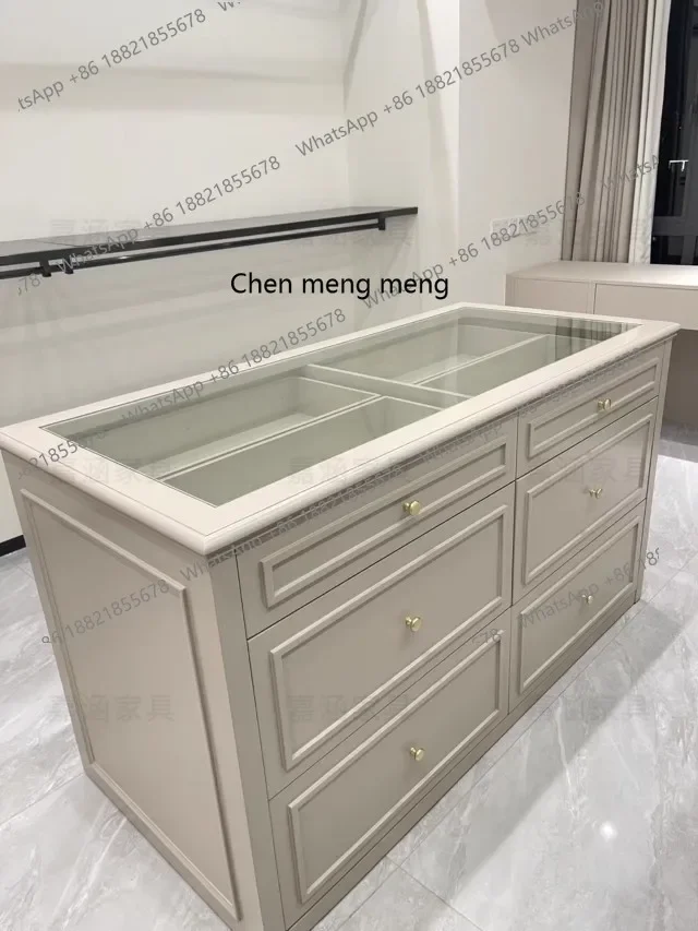 

New arrive Cloakroom Jewelry Cabinet Solid Wood Bucket Cabinet Island Platform Double-sided Jewelry Customized Display Cabinet