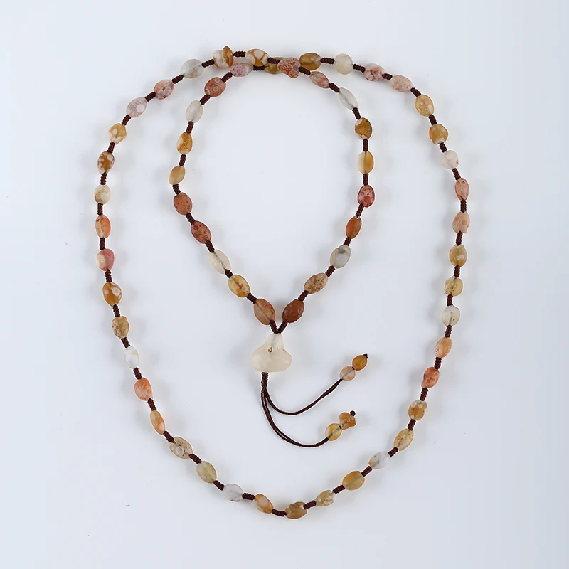 Handmade Natural Stone Alxa Beads Necklace Irregular Design Jewelry Gift For Women 30-35inch 28g