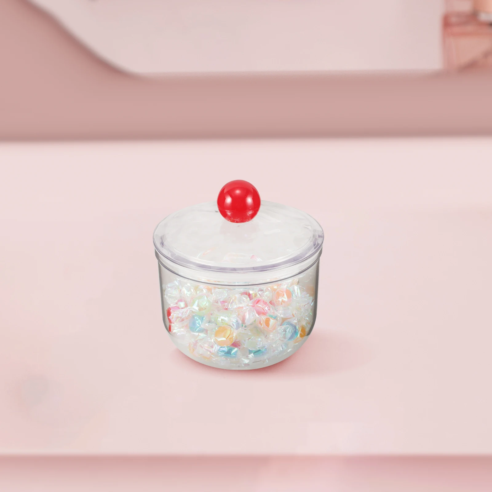 

Jar Transparent Storage Container for Cookies Office Desk Kitchen Counter Decor Airtight Plastic Canisters Lids