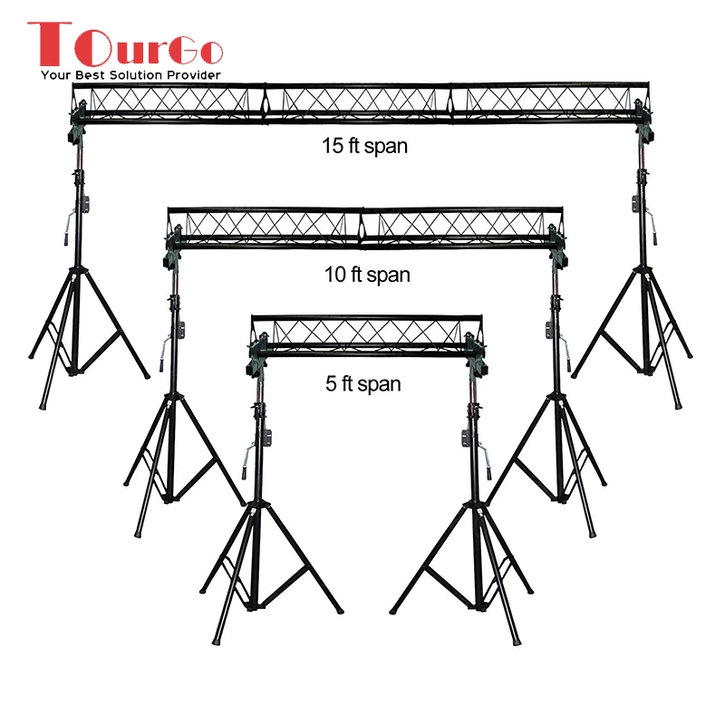 Tourgo Flexible DJ Light Tripod Crank Stand with T Bar