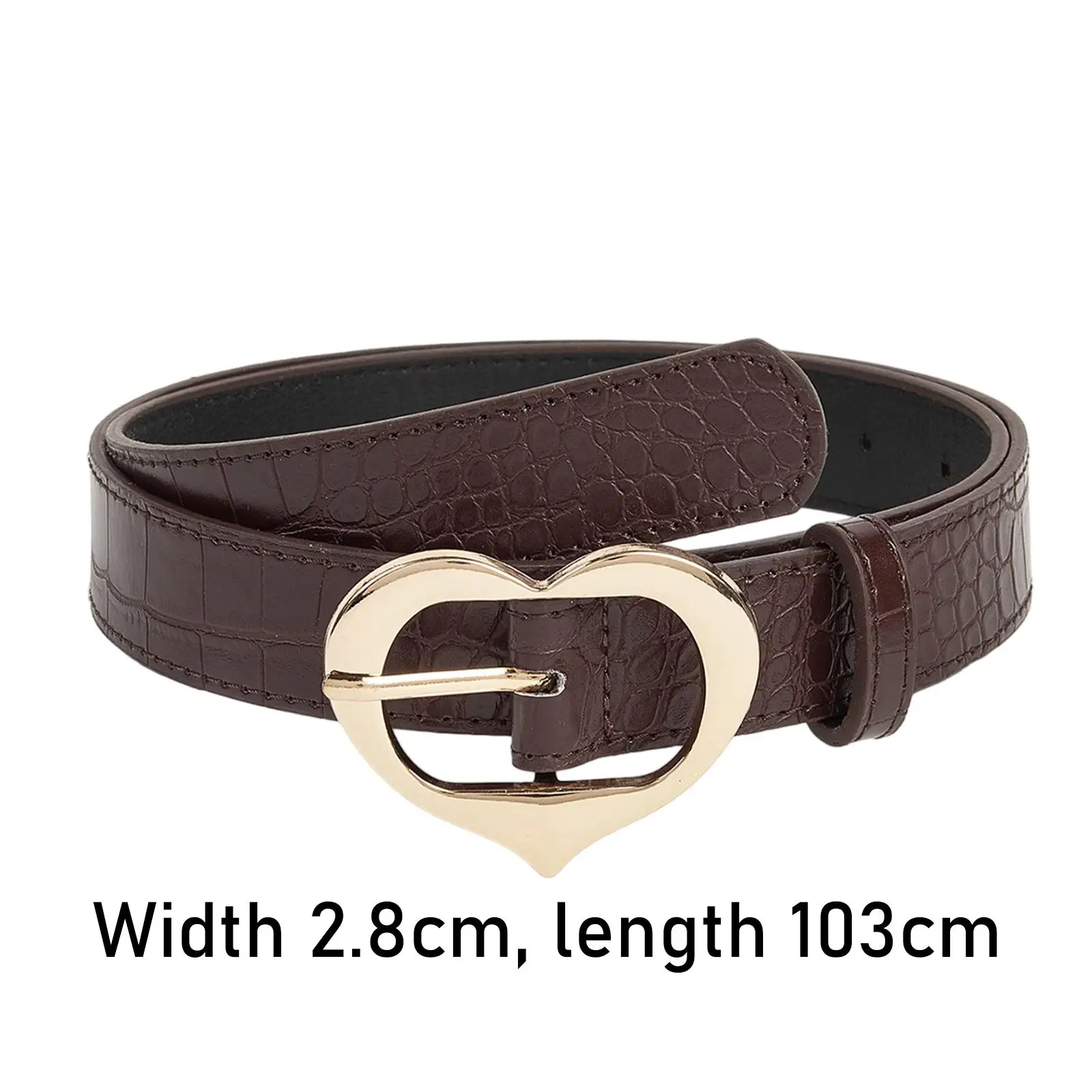 Ceinture en cuir PU pour femme, cœur, broche simple, ceinture de taille, mode