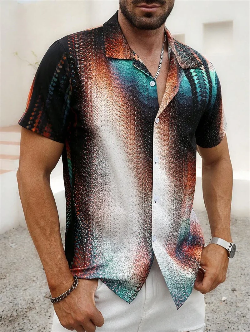 Advanced printed shirt, breathable, loose and comfortable on the street, Hawaiian party travel shirt, men's short sleeved shirt,