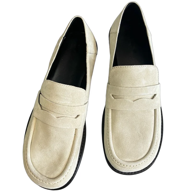 

Withered French Minimalist Genuine Leather Handmade Flat Loafers Shoes Women Cowhide Round Toe Lazy Loafers For Women