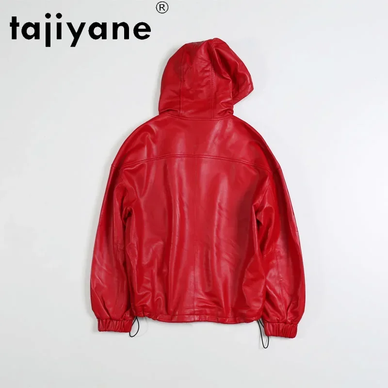 Tajeyane-Chaqueta de piel de oveja auténtica para mujer, abrigos de Cuero Genuino, chaquetas con capucha, Tops de alta calidad, TN2058