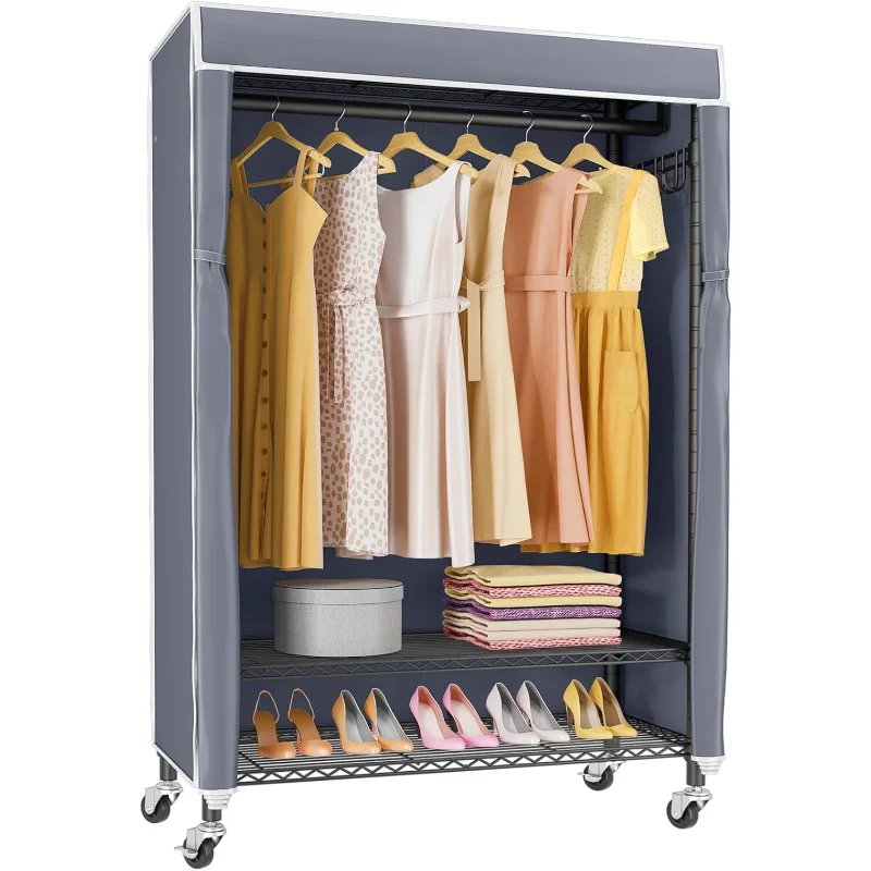 

VIPEK R1C Rolling Clothes Rack with Cover Portable Closet for Hanging Clothes, Heavy Duty Garment Rack Freestanding Clothing