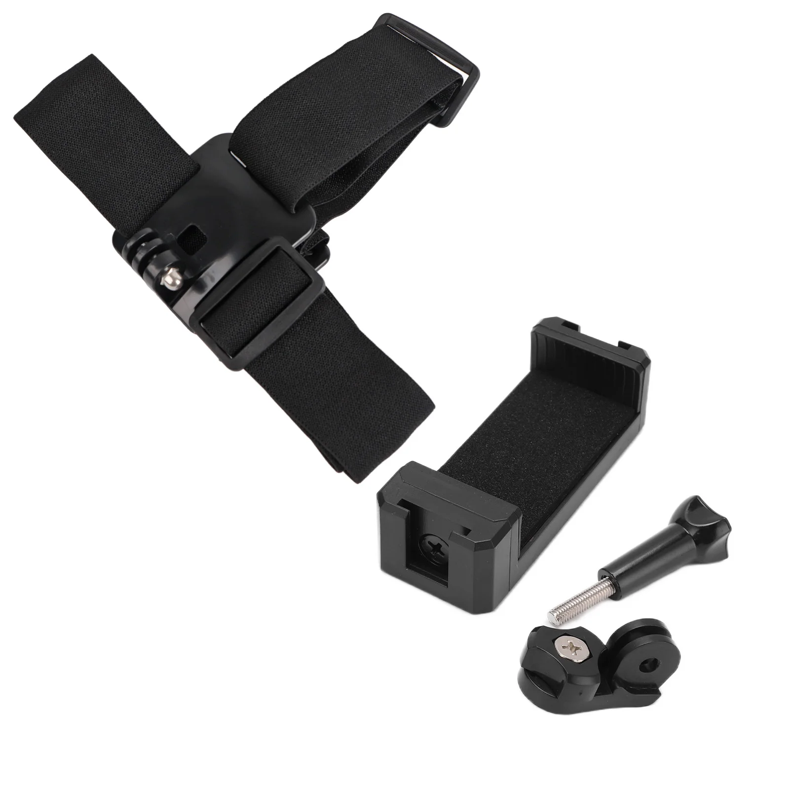 Hoofdsteun voor camera, hoofdbandbevestiging, zwarte verstelbare houder, accessoireset voor action camera, mobiele telefoon, telefoonhoofdsteun