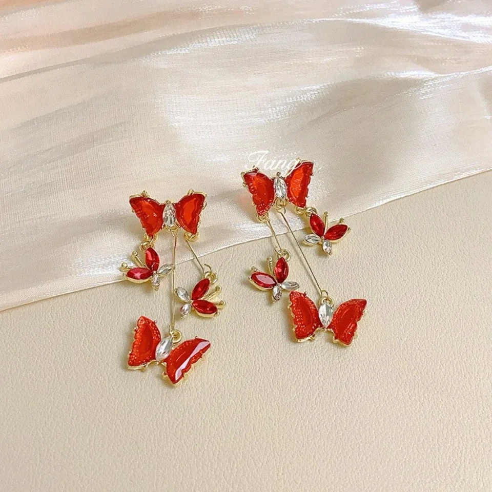 Exquisite The Wizard of Oz Zircon Long Dangle Earrings for Women New Trendy Red Acrylic Temperament Ear Jewelry Gift - view 6