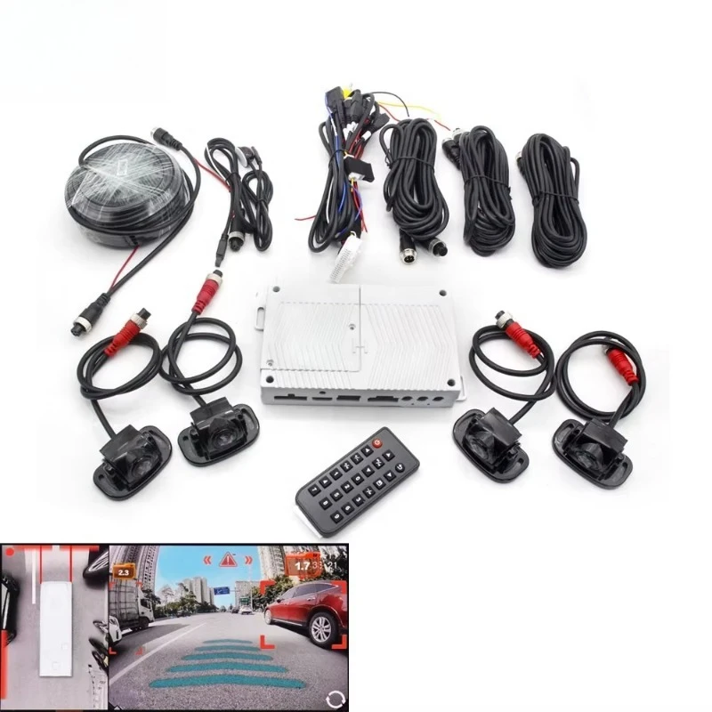 AI 3D 360 Degree Bird View Car Camera System Smartour 1080P 4 Side Surround Reverse Camera Kit IP67 Waterproof