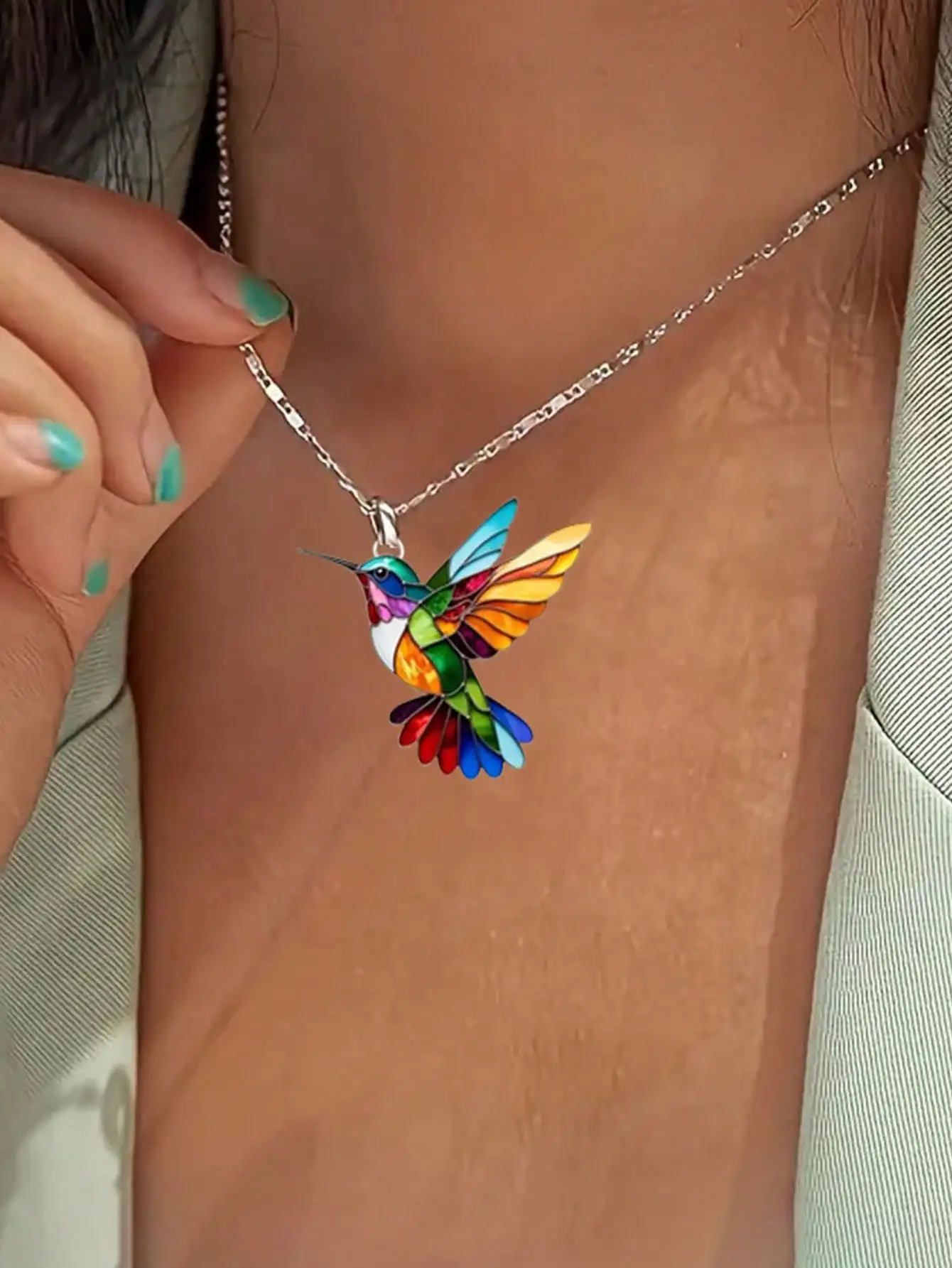 قطعة واحدة من قلادة قلادة الطيور اللامعة المستوحاة، ملحقات الرقبة على شكل سلسلة الترقوة الصيفية من الدوبامين