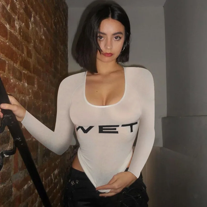 

Women's Printed Letters Long sleeved T shirt Sexy Hip Hop Harajuku Y2K Hot Girl Streetwear Chic Emo Girl Women Tops