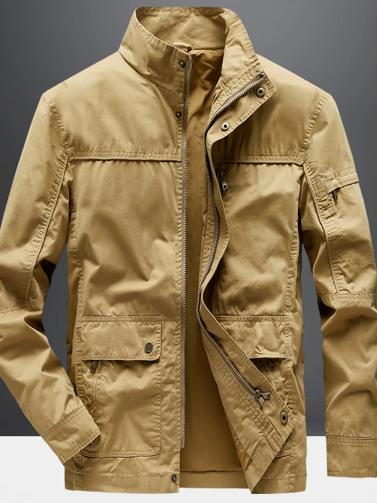 

Весенне-осеннее новое мужское тактическое джемтовое тонкое рабочее пальто с несколькими кетами, модное городское хлопковое повседневное пальто