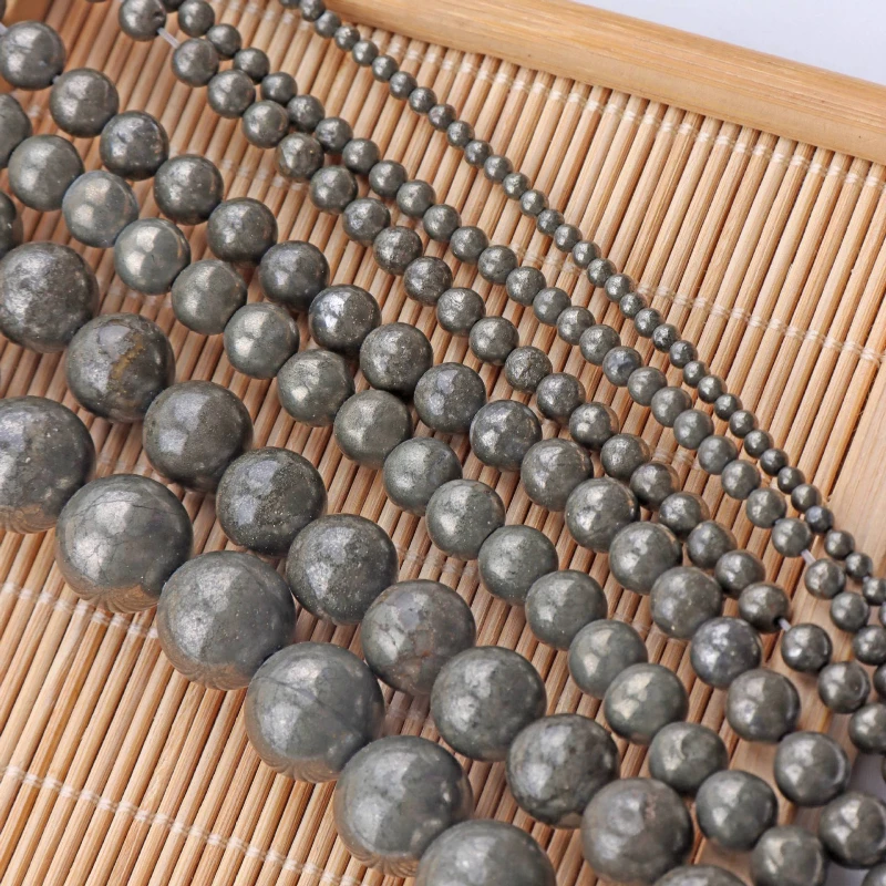 New Pyrite Round Beads, Scattered Beads, Handmade DIY Fashion Bracelets, Necklaces, Jewelry Accessories Wholesale