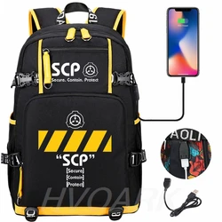 SCP Secure Contain Protect Backpack Girl Boy Schoolbag Large Capacity Laptop Bag Waterproof Multifunction USB Charging Backpack