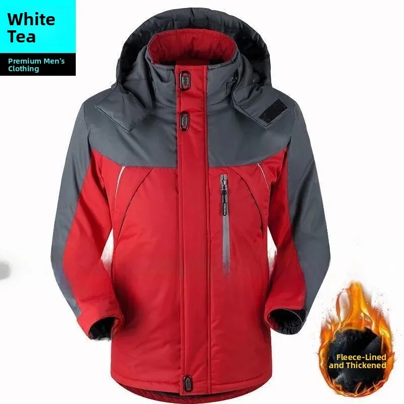 Men's Winter Jacket Thickened Fleece Lined Cotton Workwear Coat Large Size Windbreaker Casual Standard Fit Chinese Brand