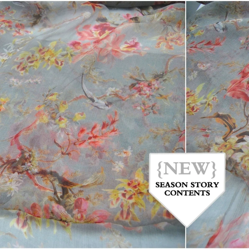 Fashion Elegant Beautiful Silk Crepe Chiffon Fabric Crinkle Georgette Fabric Digital Printed Flowers for Shirt Dress Coat