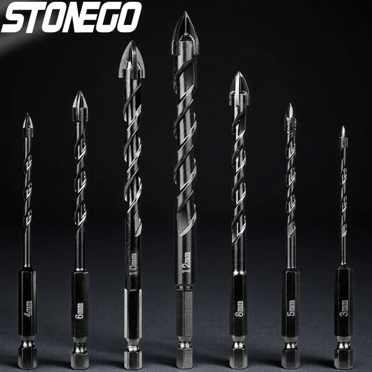 

7 шт./10 шт. твердый сплав крестообразные шестигранные биты для плитки открывалка для отверстий подходит для дерева, стекла, фарфора, плитки, бетона