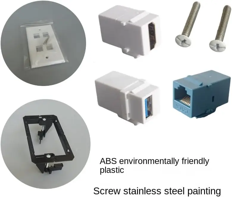 Piastra a parete trapezoidale a 4 porte (confezione da 10), piastre a parete a banda singola per Jack Keystone RJ45 e inserti modulari, bianco