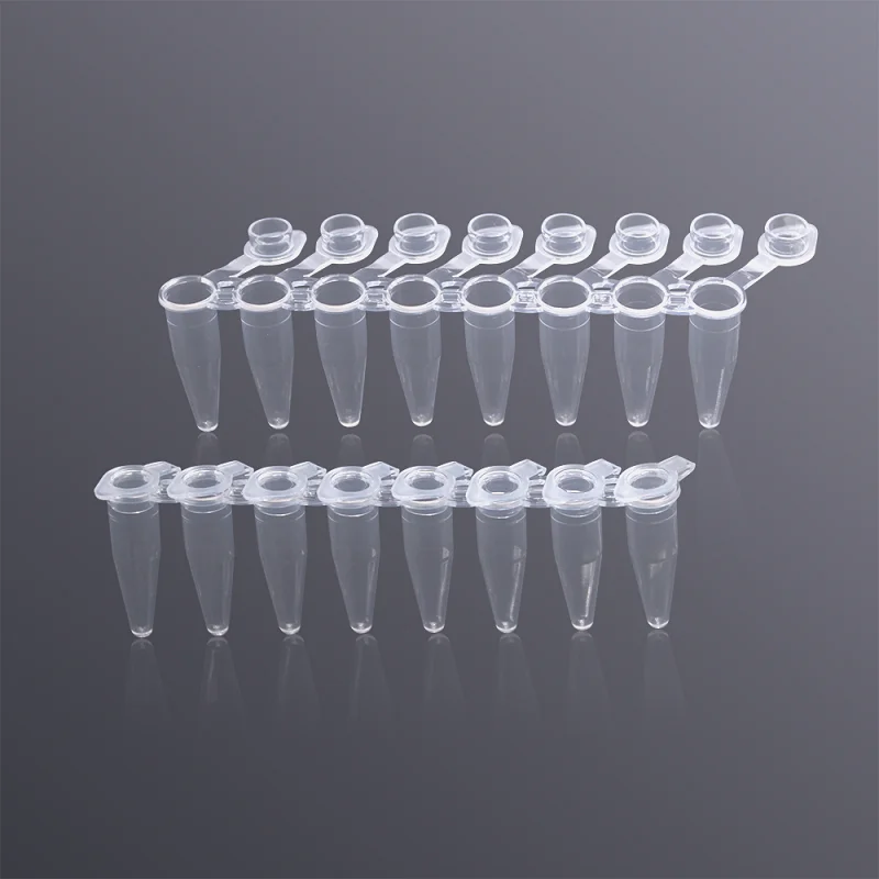 LABSELECT Eight row tubes with flat cover, Connected lid, Enhanced, 0.2ml PCR Tubes & Strips, 120 rows/carton, PST-0208-AFT-CB